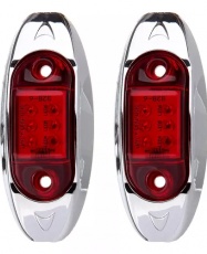 SET 2 FOCO LATERAL CROMADO OVALADO PEQUEÑO 6 LED 12-24V ROJO