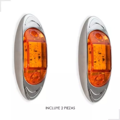 SET 2 FOCO LATERAL CROMADO OVALADO PEQUEÑO 6 LED 1...