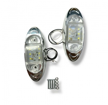 SET 2 FOCO LATERAL CROMADO OVALADO PEQUEÑO 6 LED 12-24V BLANCO